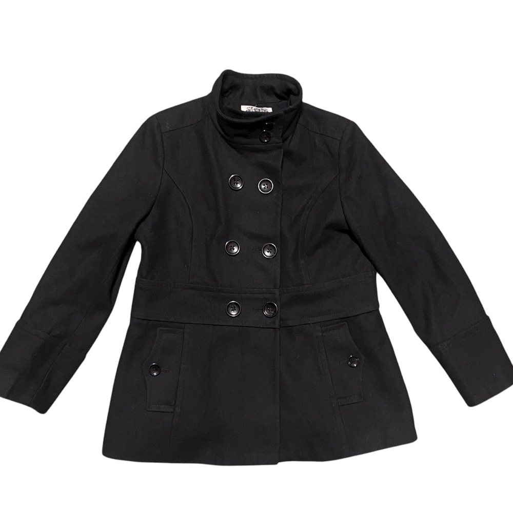ESPIRT Vintage Y2K Double Breasted Wool‎ Bland Black Peacoat Size XL Fall